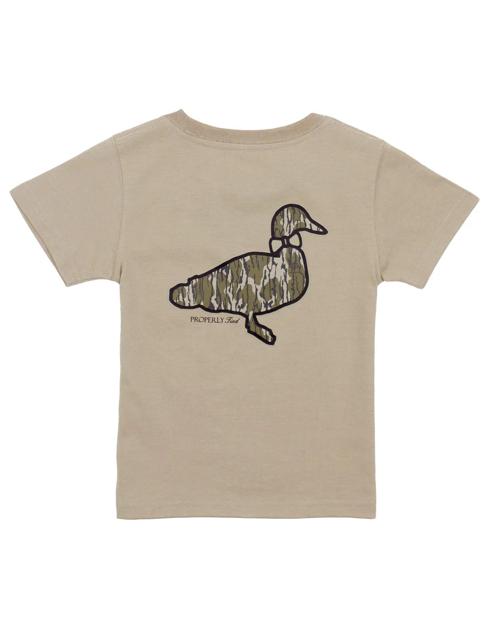 Boys Mossy Oak Logo Short Sleeve Sand