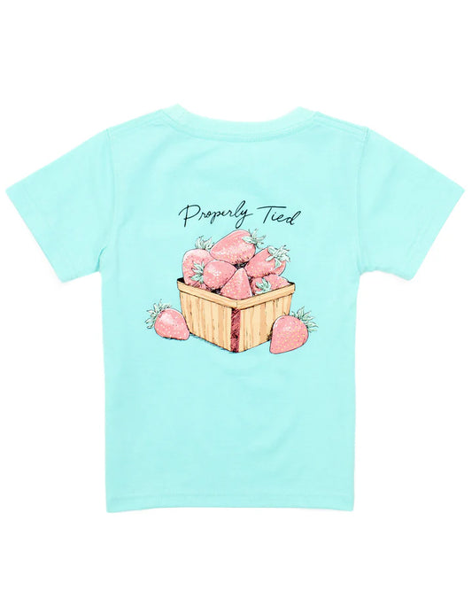 Properly Tied Girls Strawberry Basket SS Seafoam