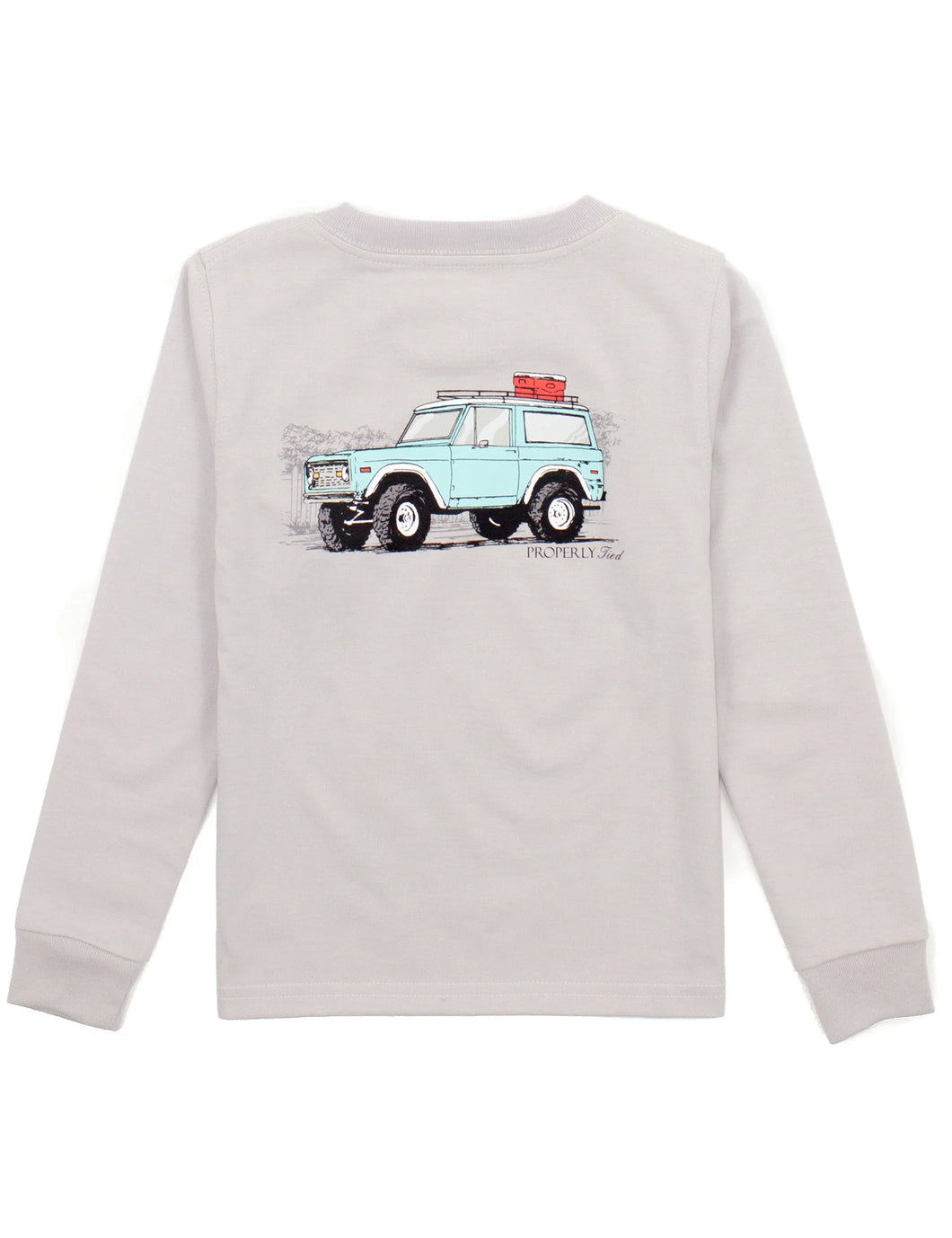 Properly tied long sleeve boy tee with jeep