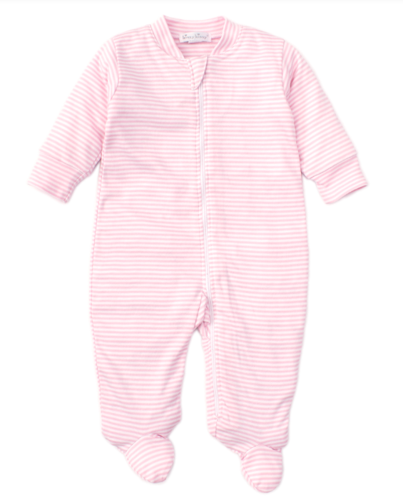 Pink Stripes Footie With Zipper