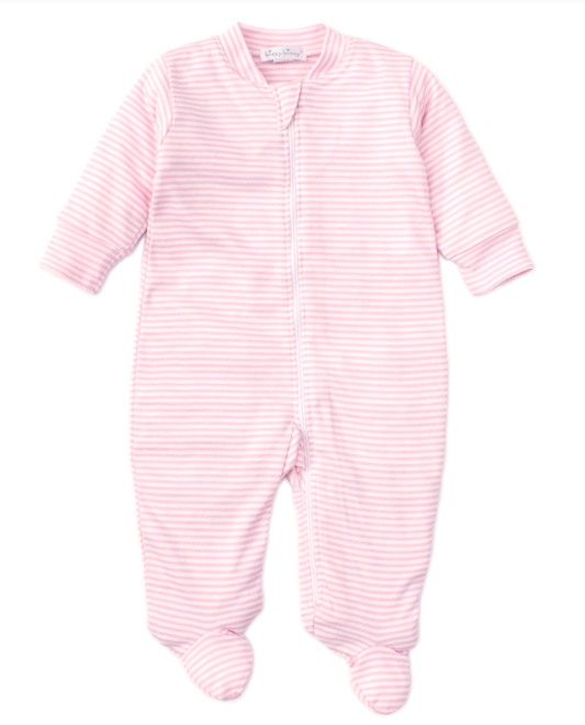 Pink Stripes Footie With Zipper