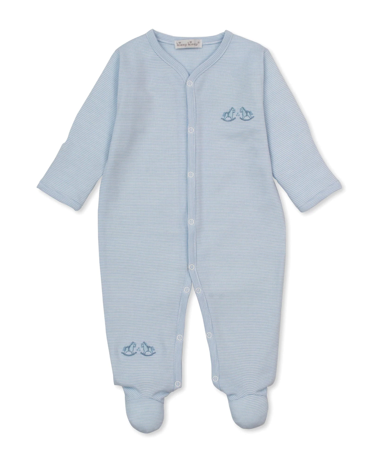 Blue Stripe Rocking Horse Footie