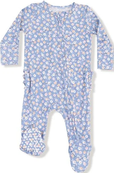 Country Calico 2 Way Zipper Ruffle Back Footie