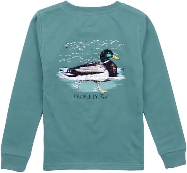 Boys Swimming Mallard Long Sleeve Marine Green