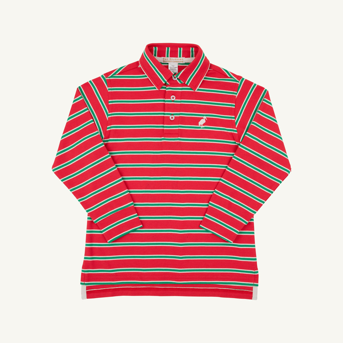 Prim and Proper Polo LS Richmond Red Kiawah Kelly Green