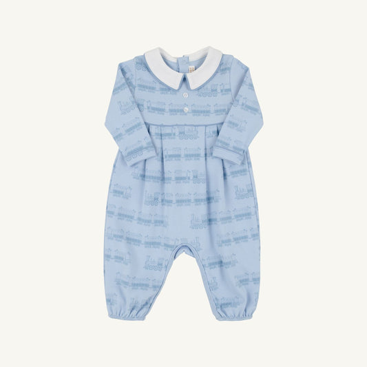 Long Sleeve Bradford Romper Blue Choo Choos