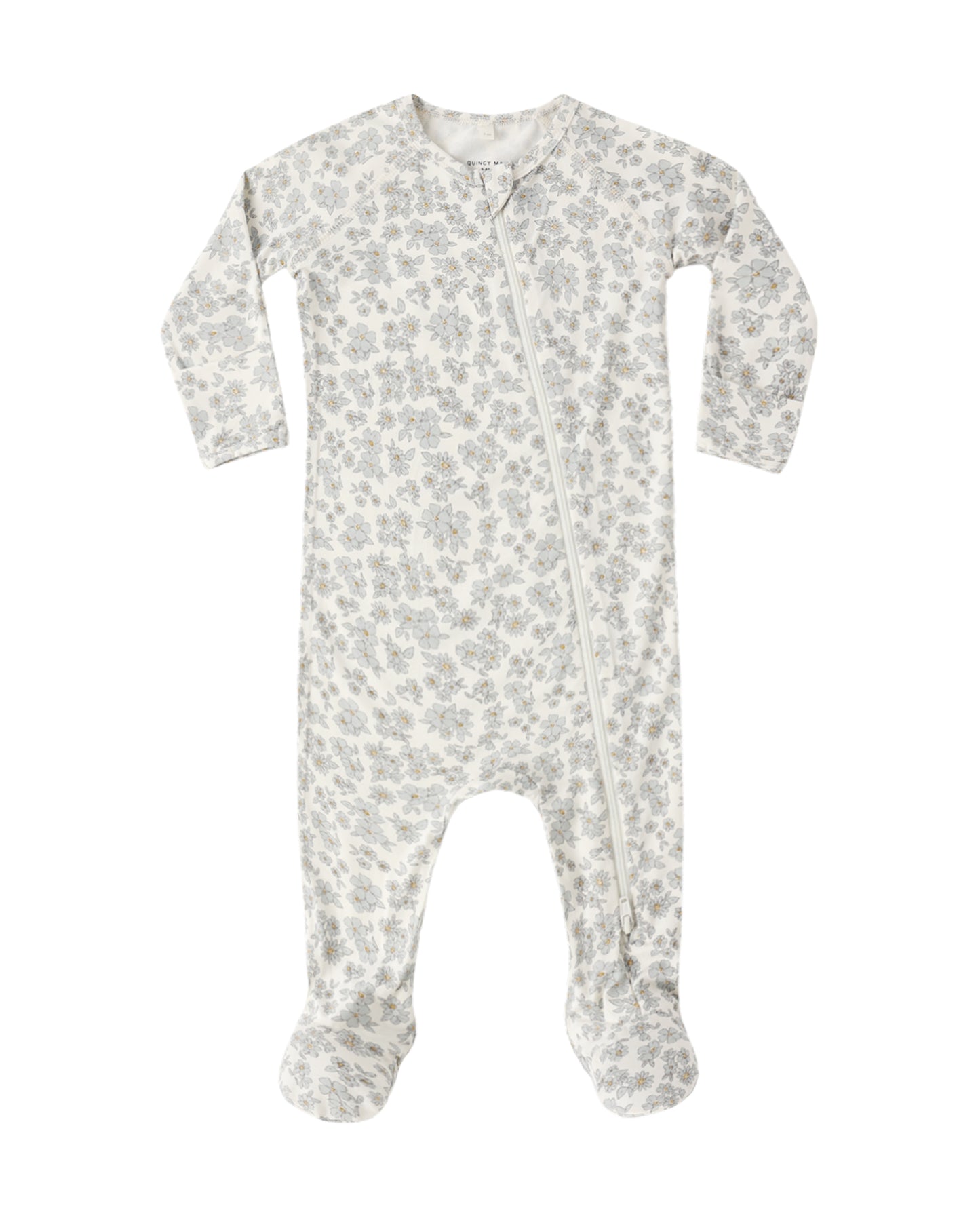 Bamboo Zip Footie || Blue Floral