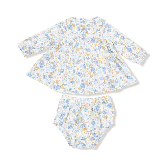 Sweet Rose Calico Petal Collar Dress w/ Diaper Cover