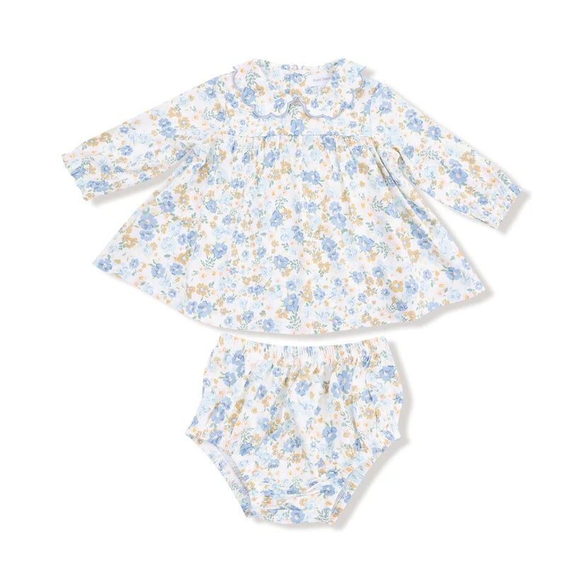 Sweet Rose Calico Petal Collar Dress w/ Diaper Cover