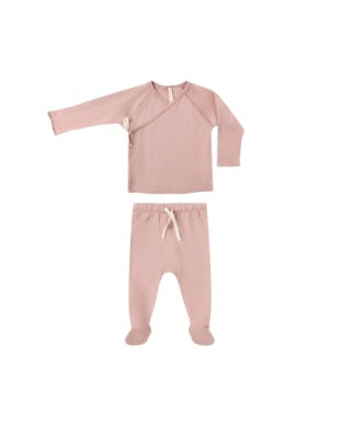 Wrap Top + Footed Pant Set || Rose