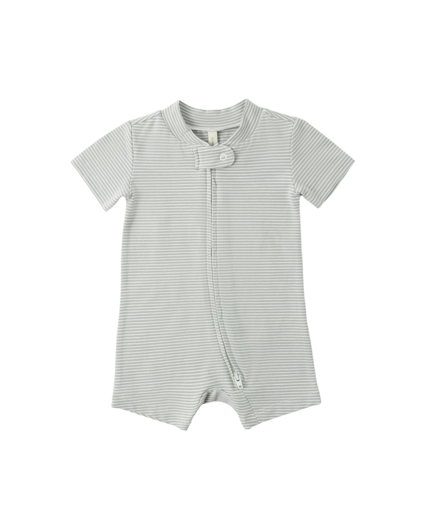 Zip Short Sleeve Sleeper Sage Micro Stripe