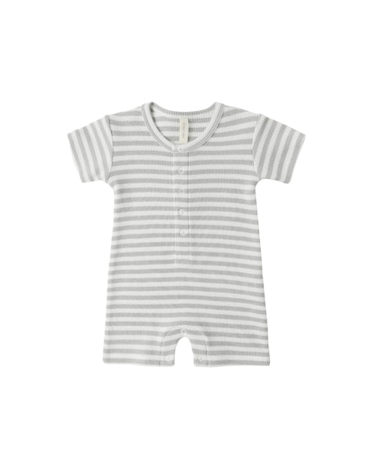 Waffle Snap Romper Sage Stripe