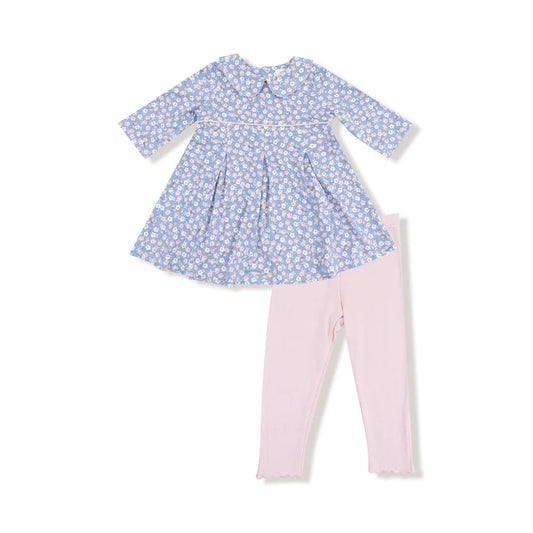 Country Calico Box Pleat Dress w/ leggings