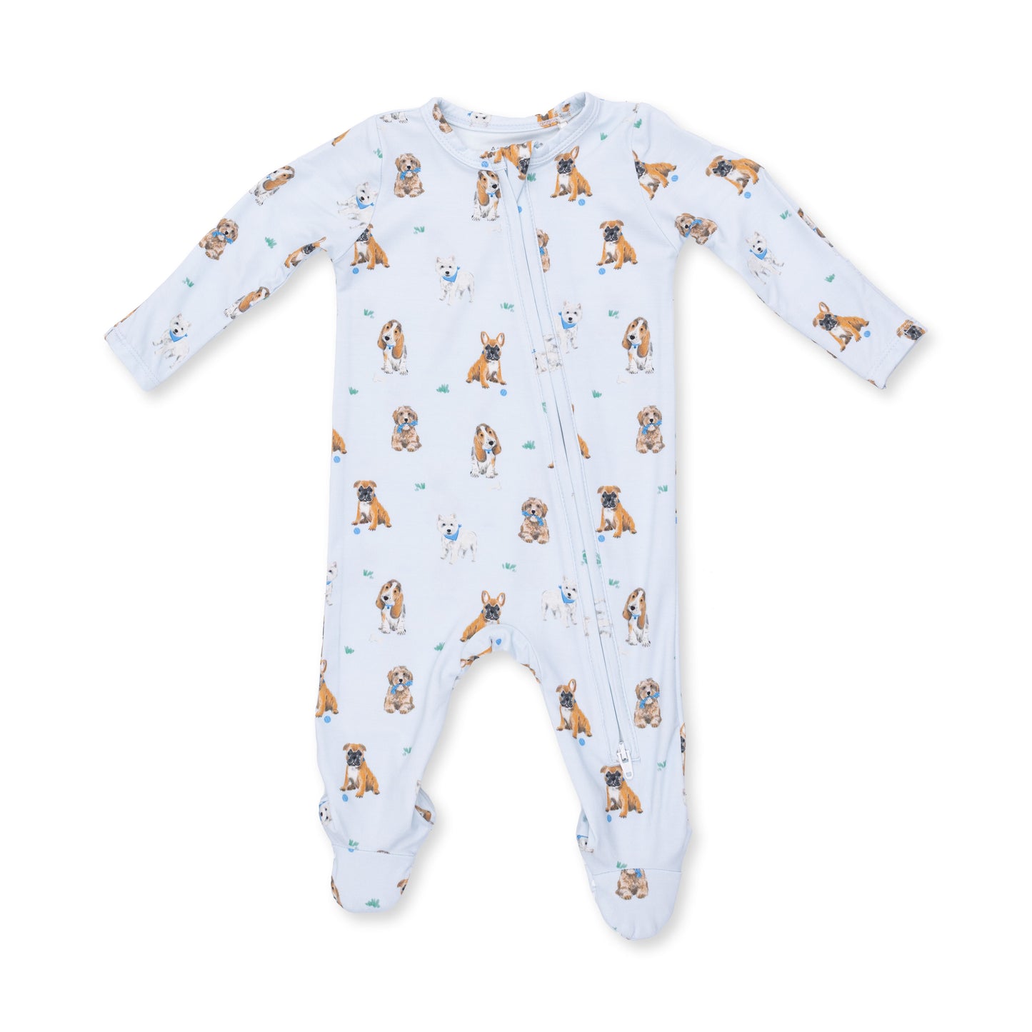 Bestie Dogs Blue - 2 Way Zipper Footie